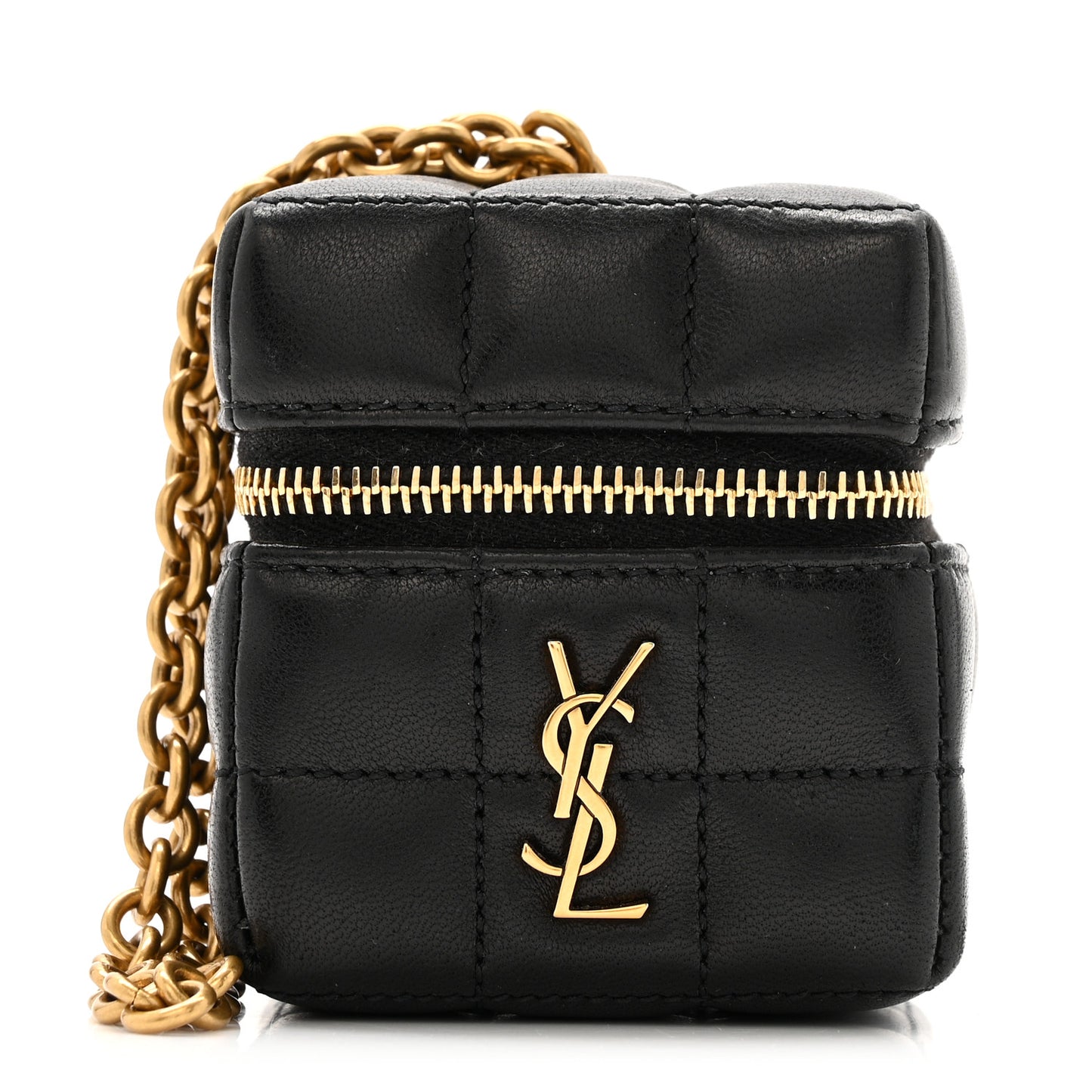 Lambskin Cassandre Matelasse Carre Mini Cube On Chain Black