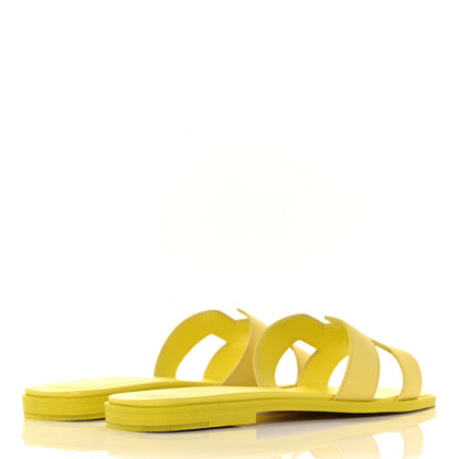 Hermes Epsom Oran Sandals 37.5 Jaune Pollen 4 of 9