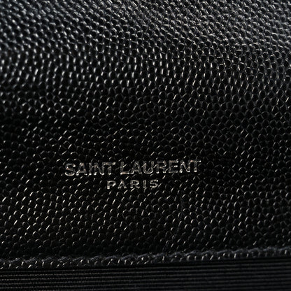 Saint Laurent Grain De Poudre Textured Mixed Matelasse Triquilt Medium Monogram Satchel Black 7 of 11