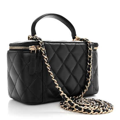 Chanel Lambskin Quilted Small Top Handle Vanity Case With Chain Black 3 of 11
