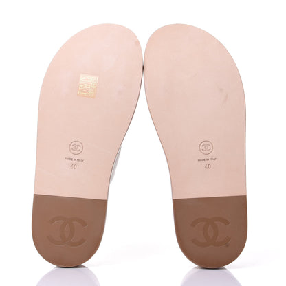Chanel Calfskin Wood Buckle Sandals 40 White 7 of 11