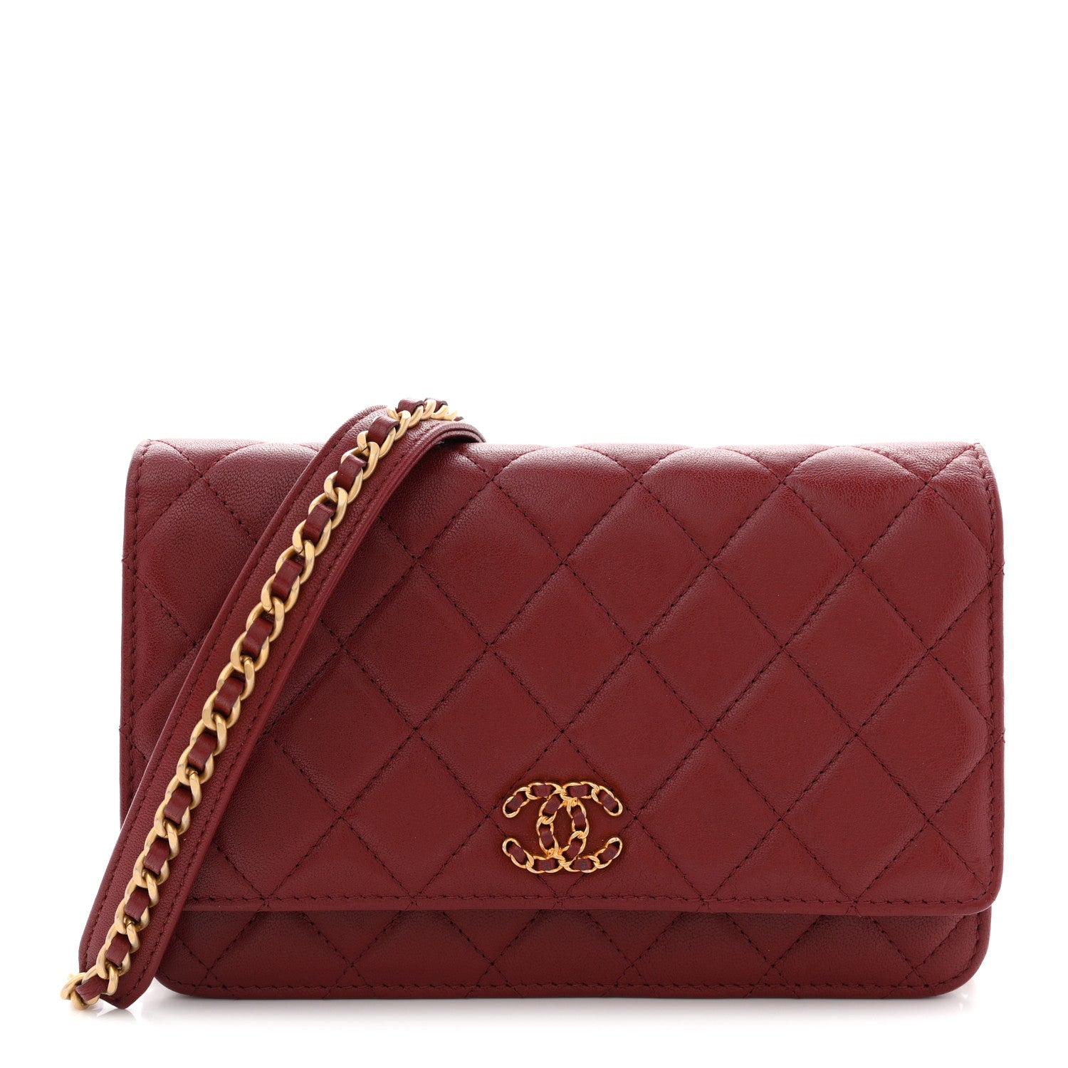 Chanel Lambskin Quilted Infinity Wallet On Chain WOC Burgundy 1 of 11