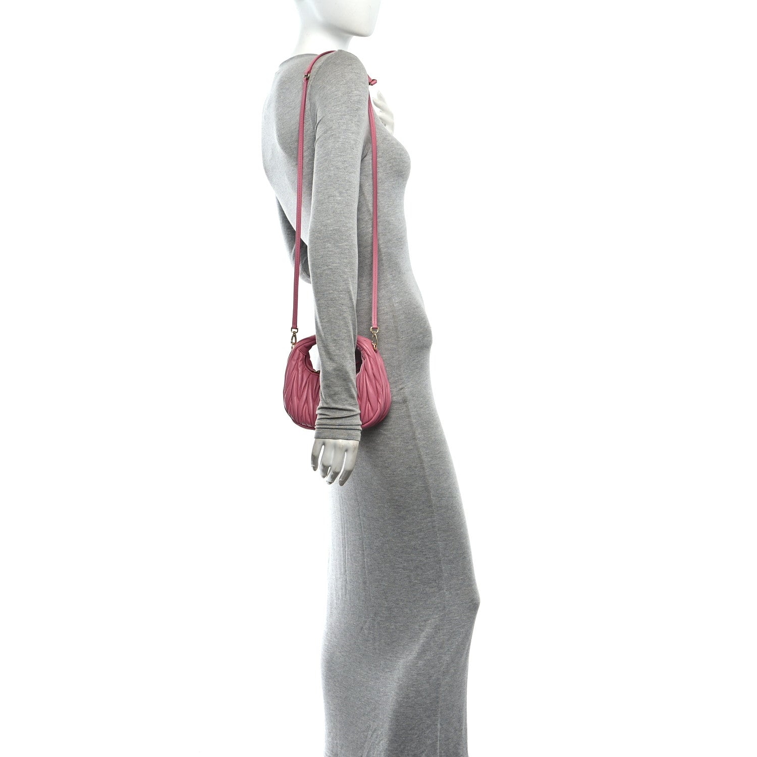 Miu Miu Nappa Matelasse Mini Wander Hobo Pink 2 of 9