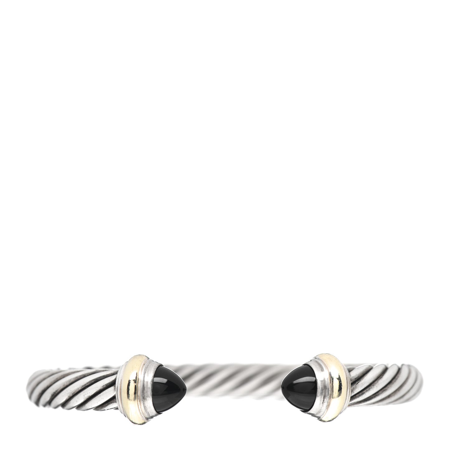 Sterling Silver 14K Yellow Gold Black Onyx 7mm Cable Classics Bracelet