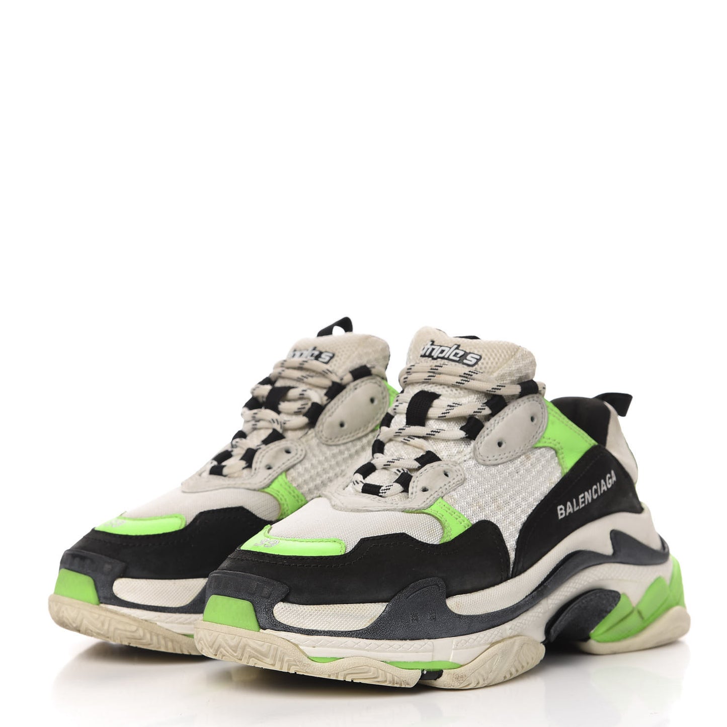 Fabric Mesh Womens Triple S Sneakers 39 White Green Fluo Black