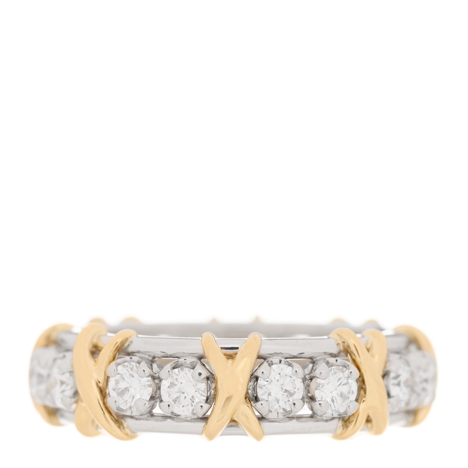 Tiffany Platinum 18K Yellow Gold Diamond Schlumberger Sixteen Stone Ring 54 7 3 of 5