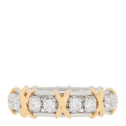 Tiffany Platinum 18K Yellow Gold Diamond Schlumberger Sixteen Stone Ring 54 7 3 of 5