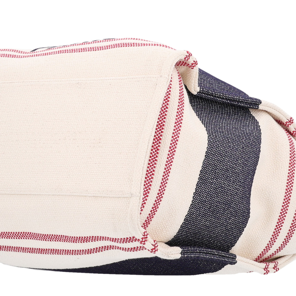 Striped Canvas Medium Deauville Tote Ecru Red Blue