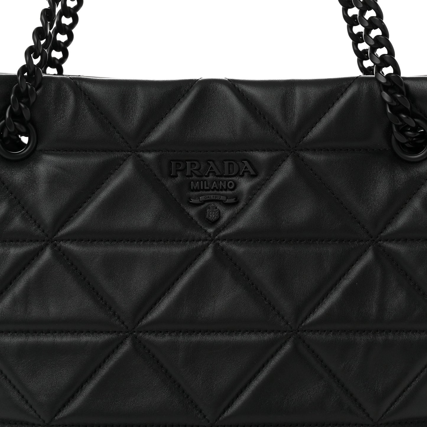 Nappa Quilted Monochrome Chain Tote Bag Black