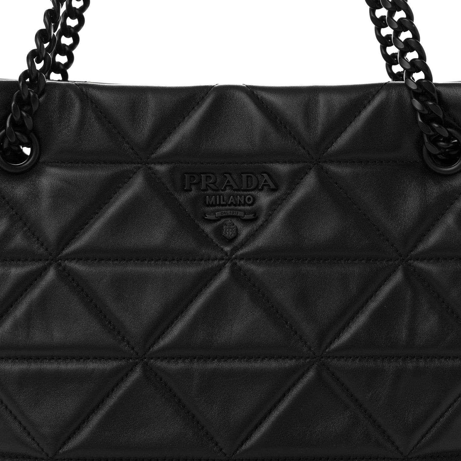 Prada Nappa Quilted Monochrome Chain Tote Bag Black 7 of 9