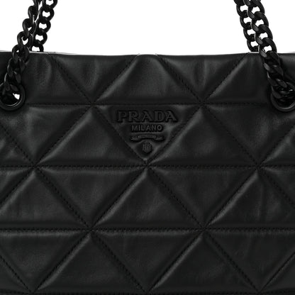 Prada Nappa Quilted Monochrome Chain Tote Bag Black 7 of 9