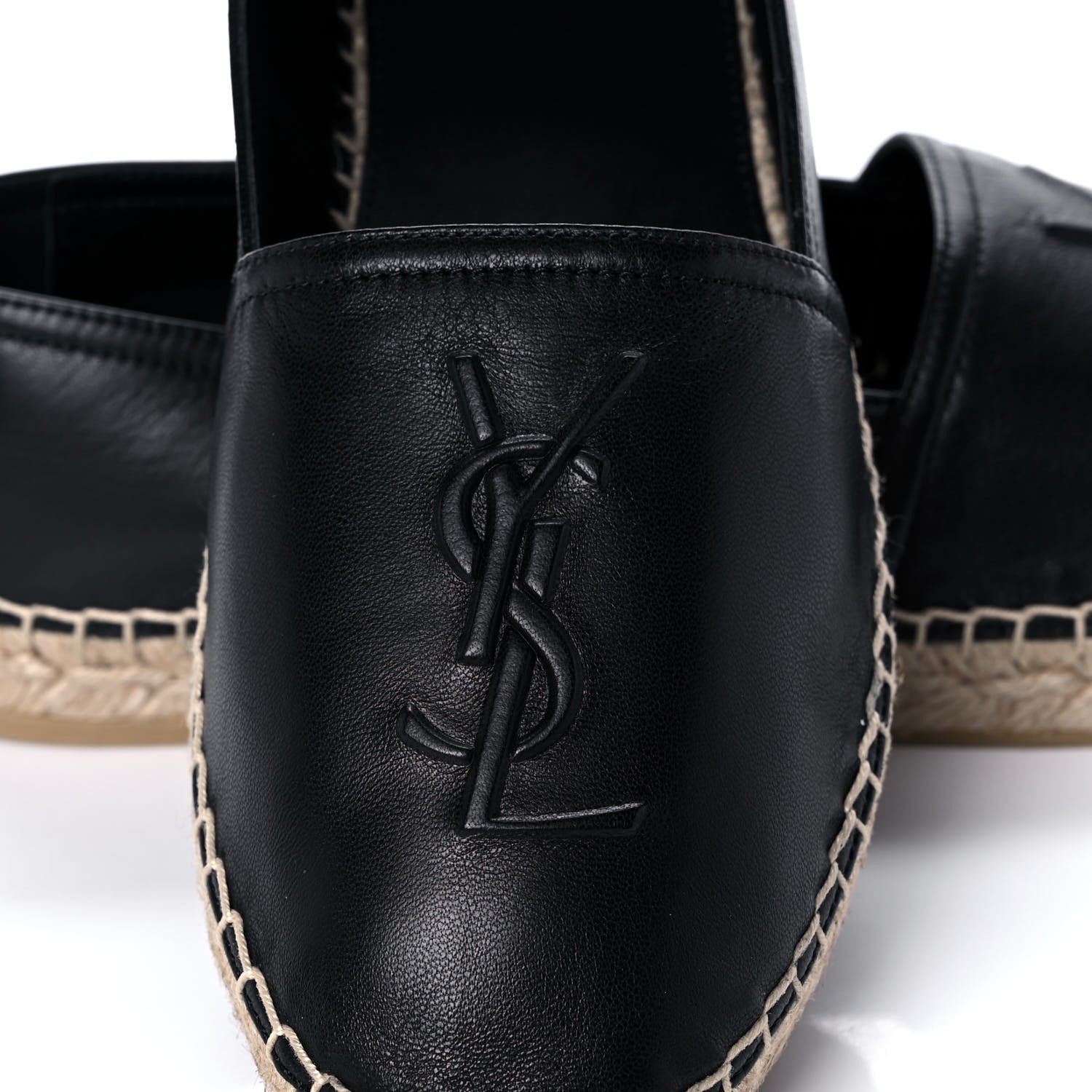Saint Laurent Lambskin Monogram Espadrilles 38.5 Black 8 of 9