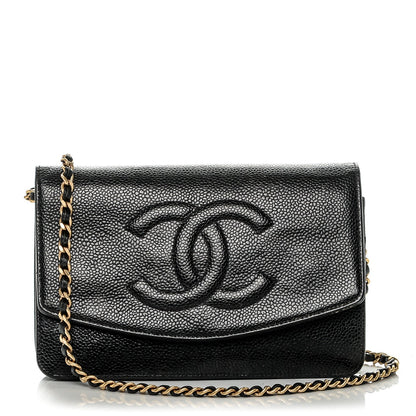 Chanel Caviar Timeless CC Wallet On Chain WOC Black 1 of 7