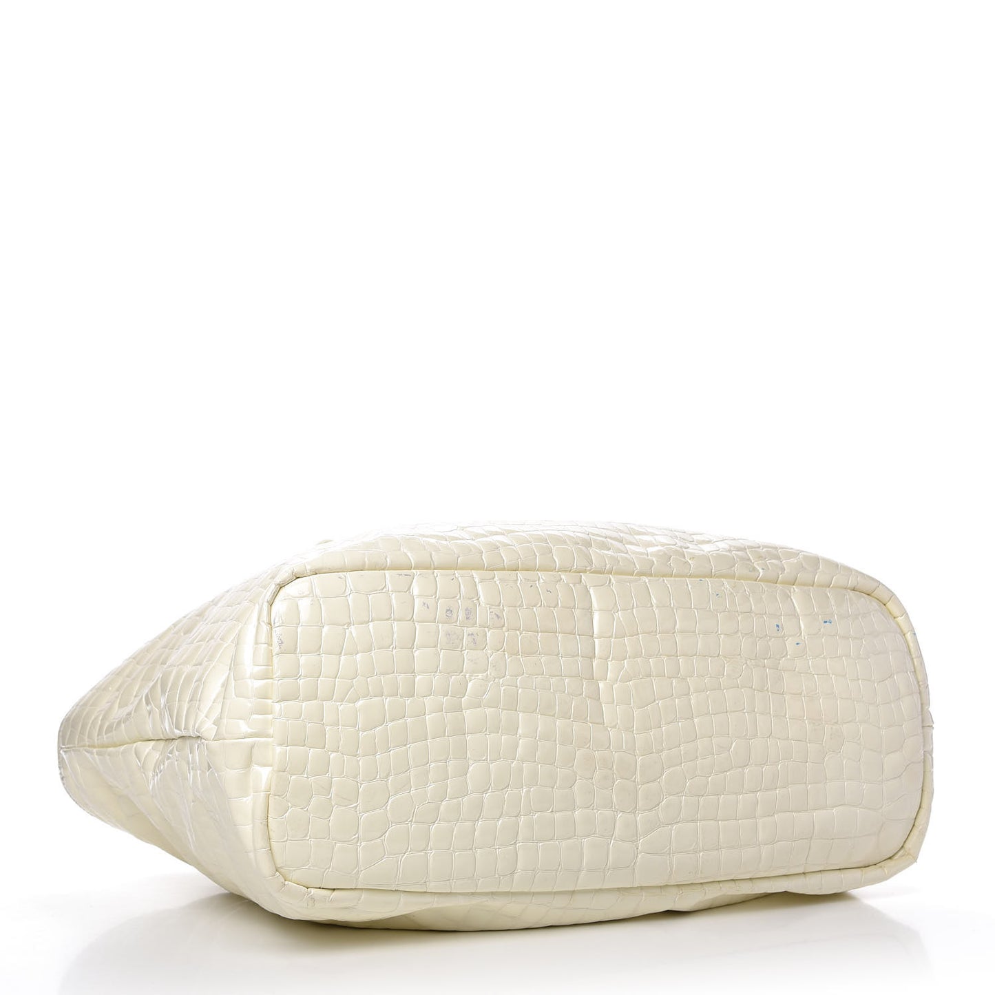 Crocodile Embossed Patent Calfskin Tote Ivory