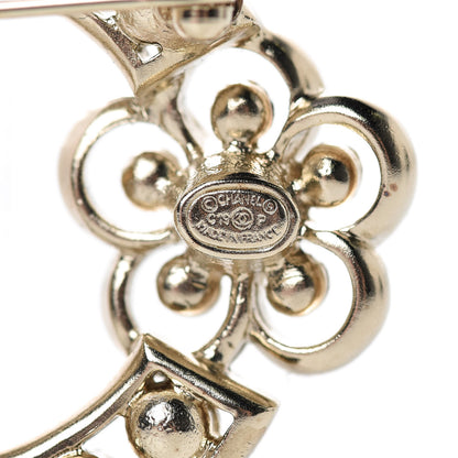 Chanel Crystal Pearl Crystal Blossom CC Brooch Light Gold Black 4 of 5