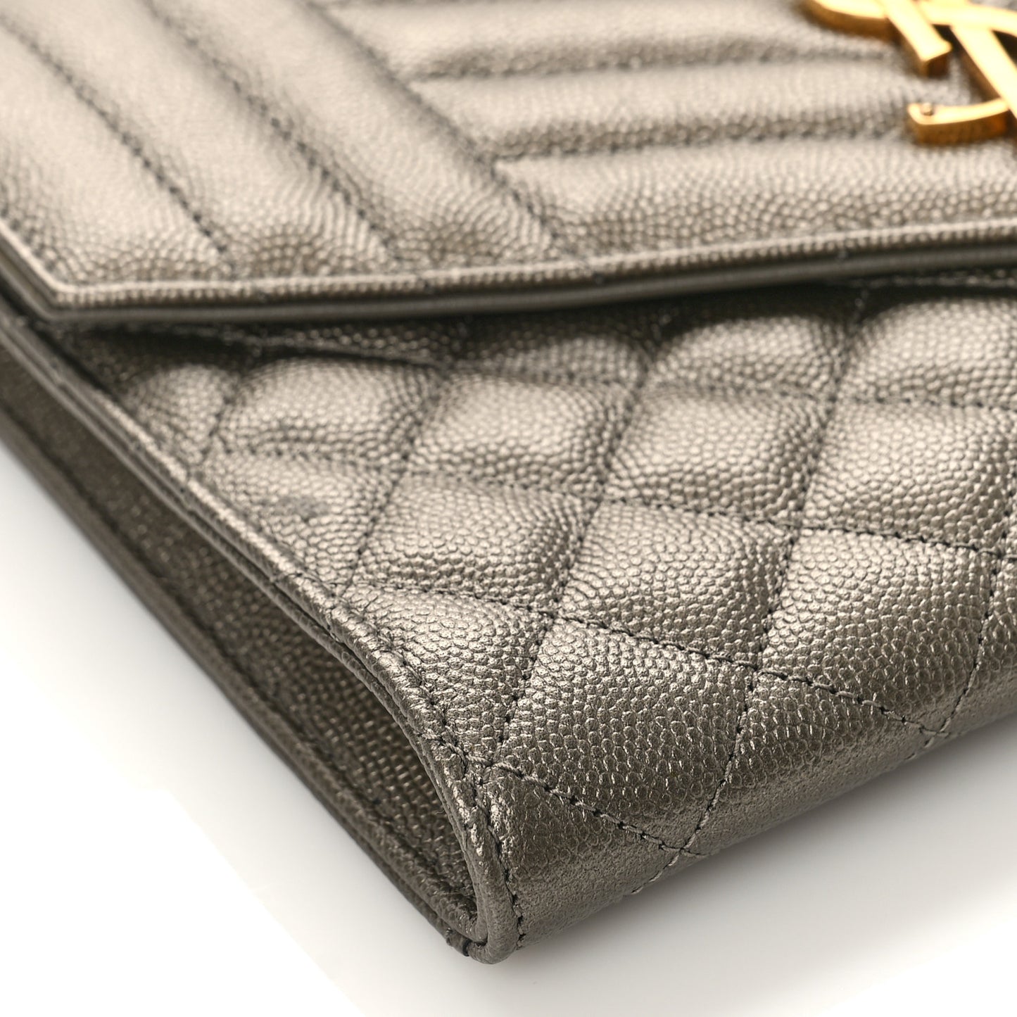 Grain De Poudre Textured Mixed Matelasse Triquilt Monogram Clutch Piombo