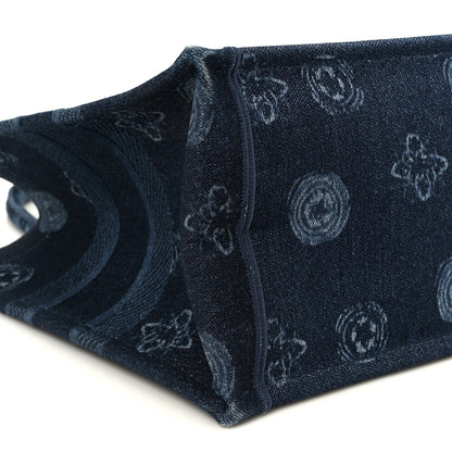 Christian Dior Denim Flowers Embroidered Medium Book Tote Blue 9 of 14