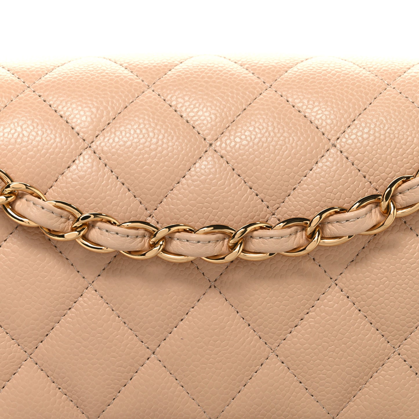 Caviar Quilted Jumbo Double Flap Beige