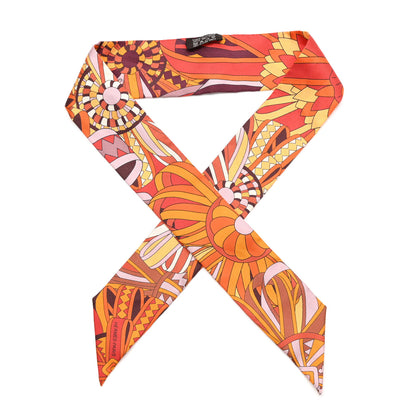 Hermes Silk Les Flots du Cheval Twilly Orange 1 of 4