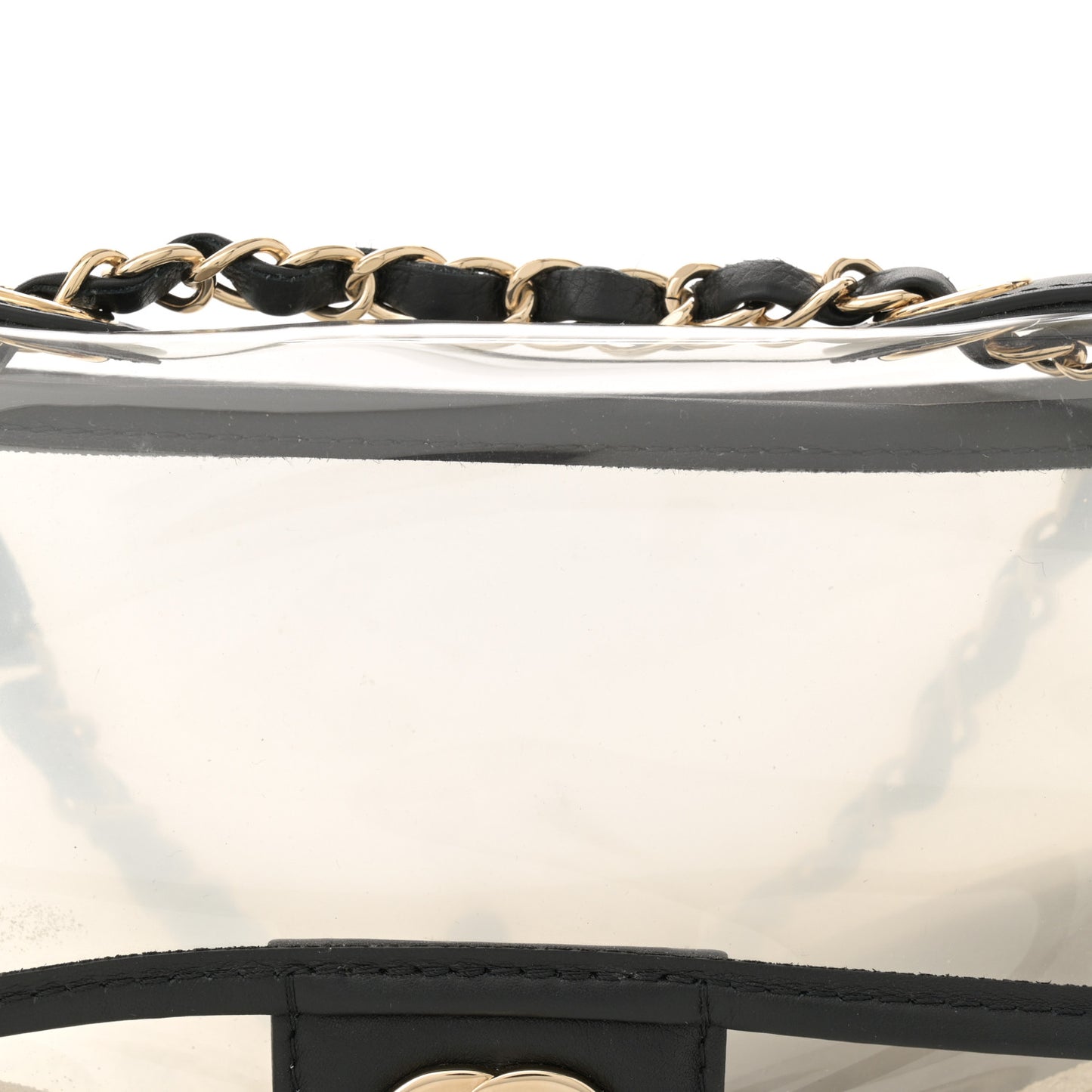 Lambskin PVC Sand By The Sea Flap With Pearl Strap Black