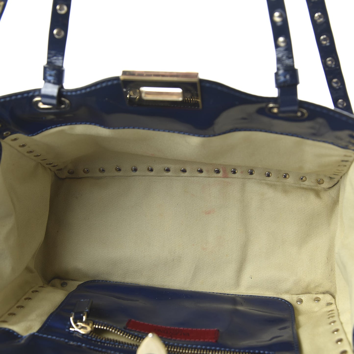 Patent Small Rockstud Tote Navy
