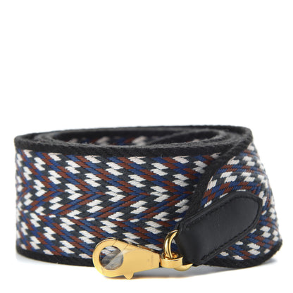 Hermes Toile Swift 50mm Sangle ZigZag Shoulder Strap Black White Deep Blue 1 of 4