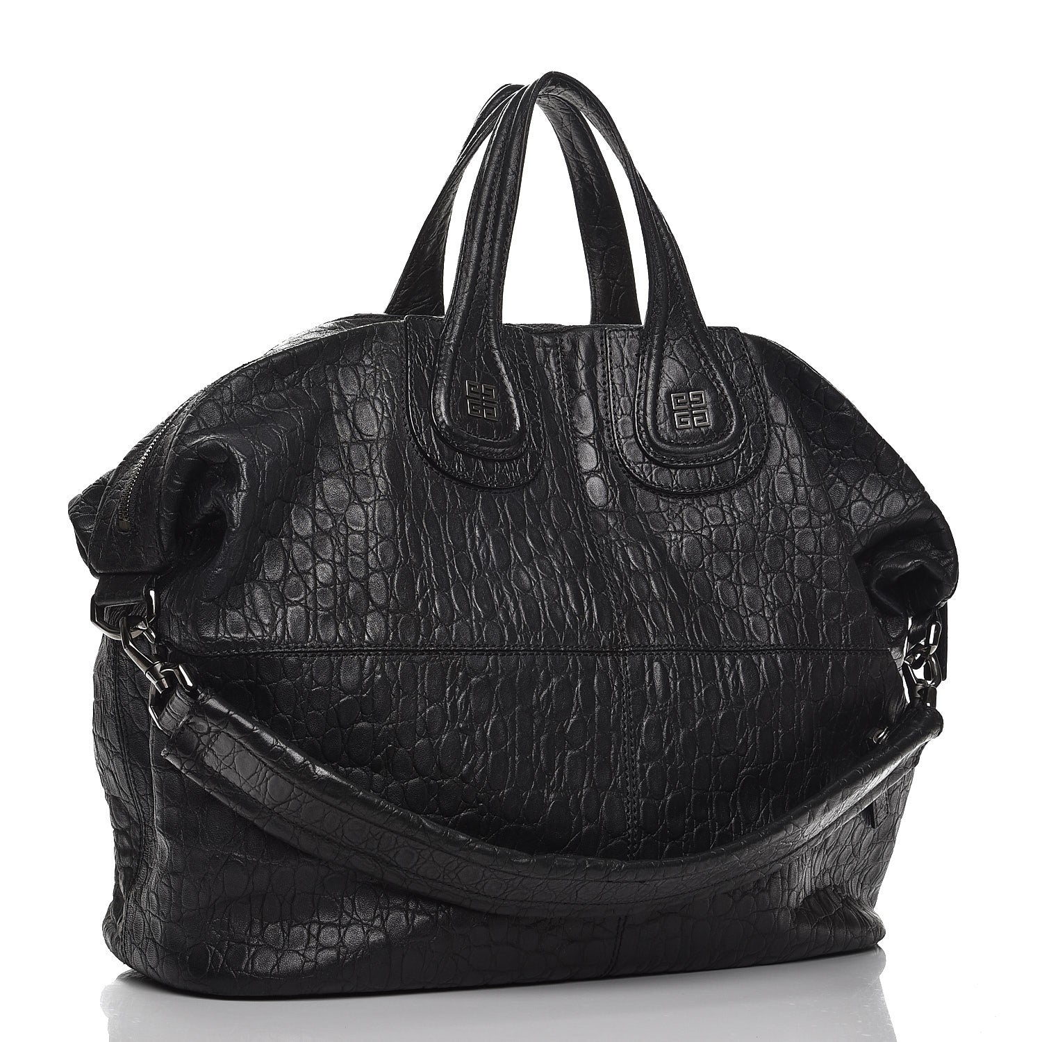 Givenchy Calfskin Crocodile Embossed Large Nightingale Black 4 of 11