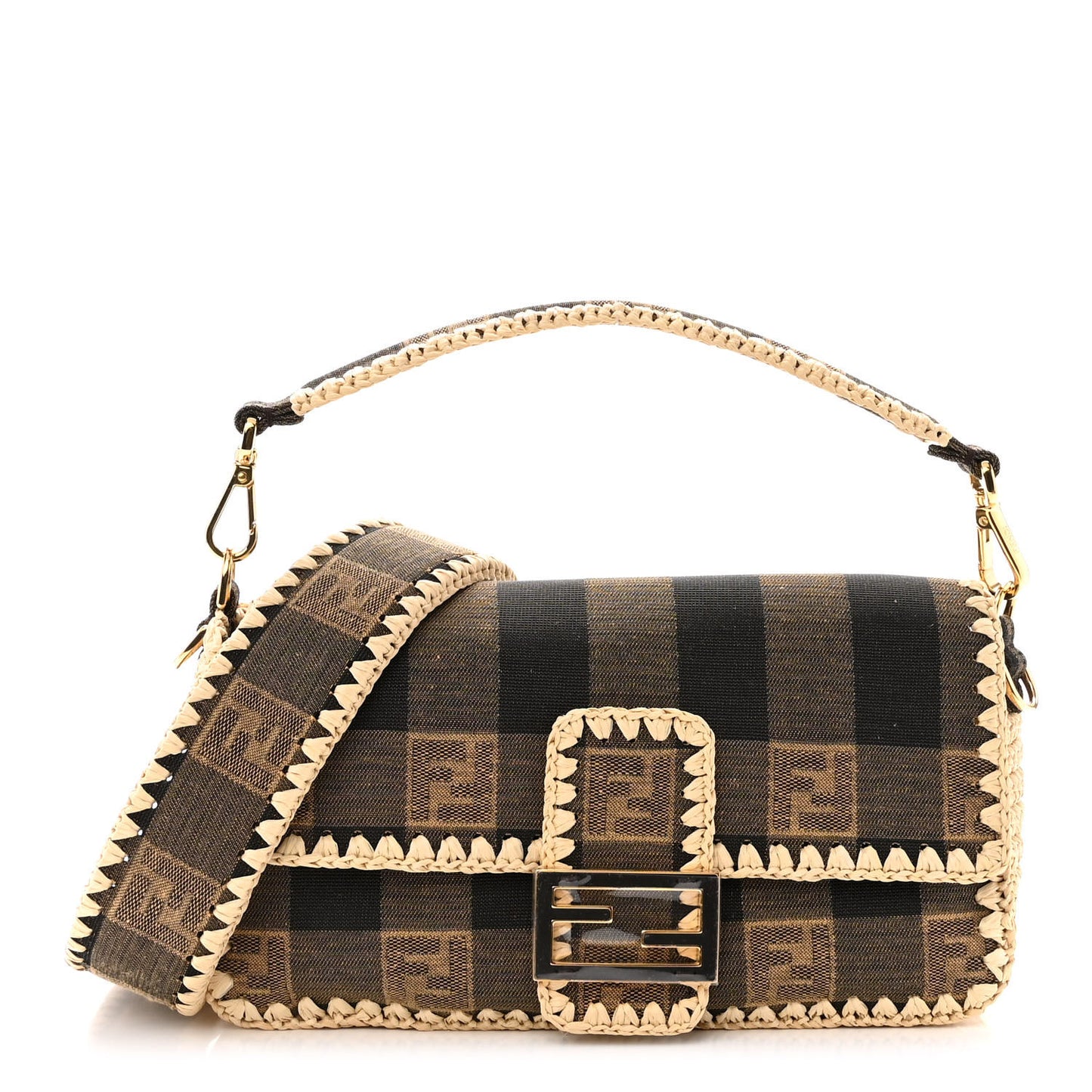 Fabric Jacquard Raffia Straw Pequin Gingham Woven Baguette Beige Black Natural