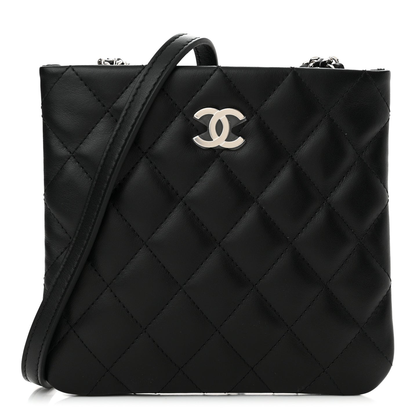 Lambskin Quilted Crossbody Bag Black