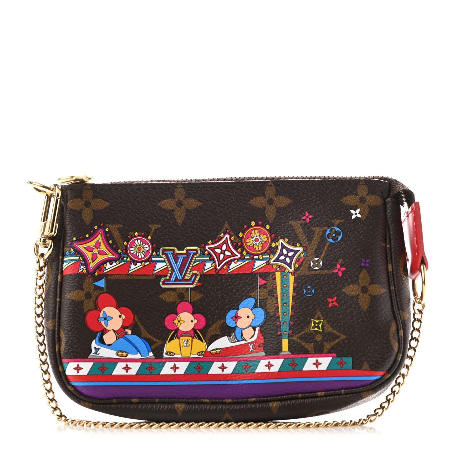 Monogram 2020 Christmas Animation Bumper Cars Mini Pochette Accessories Coquelicot