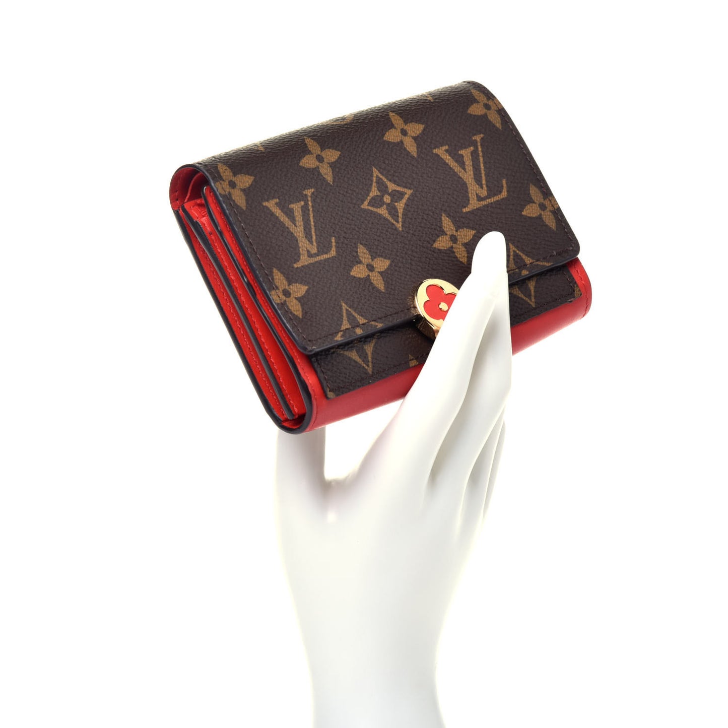 Monogram Flore Compact Wallet Coquelicot
