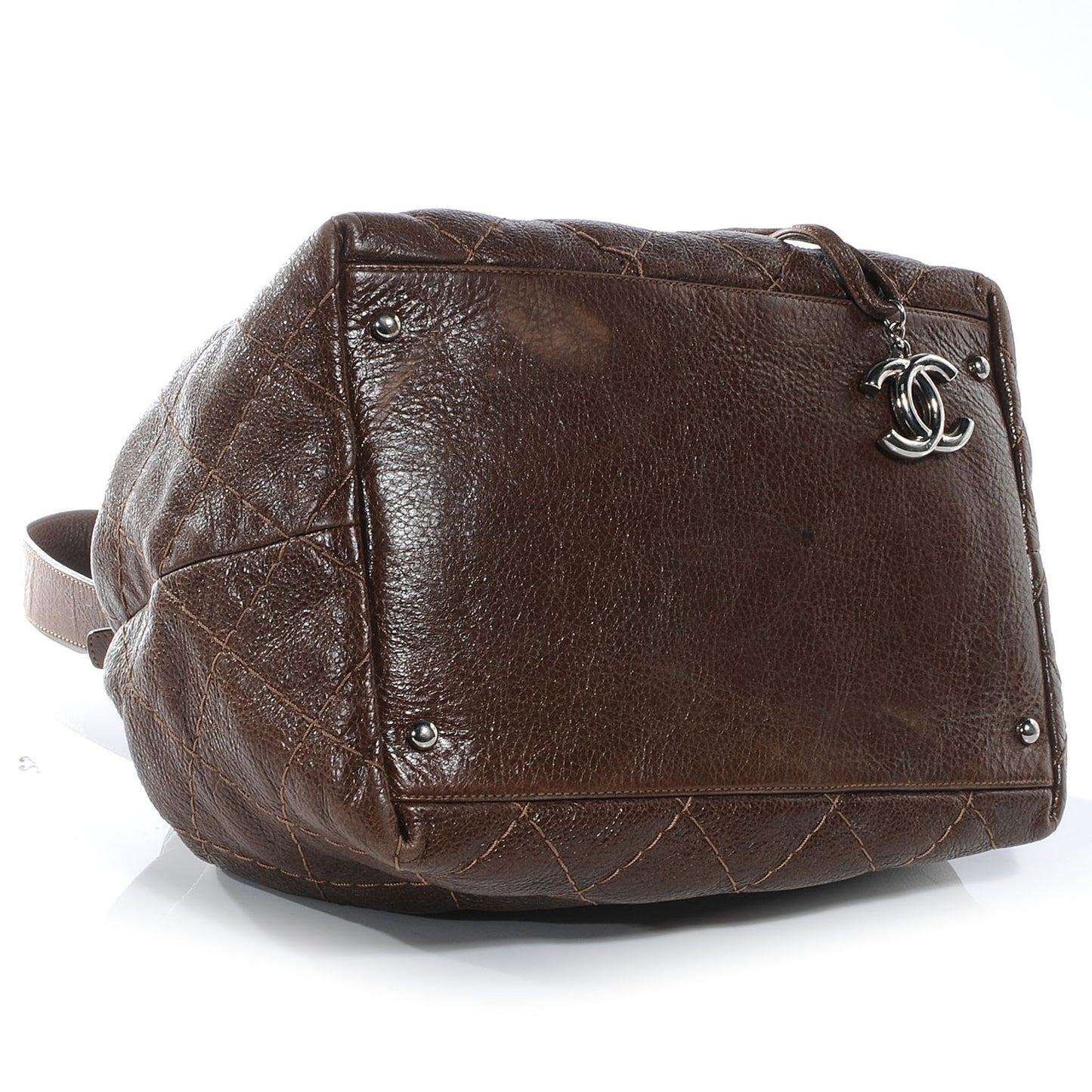 Glazed Calfskin On The Road Drawstring Tote Brown