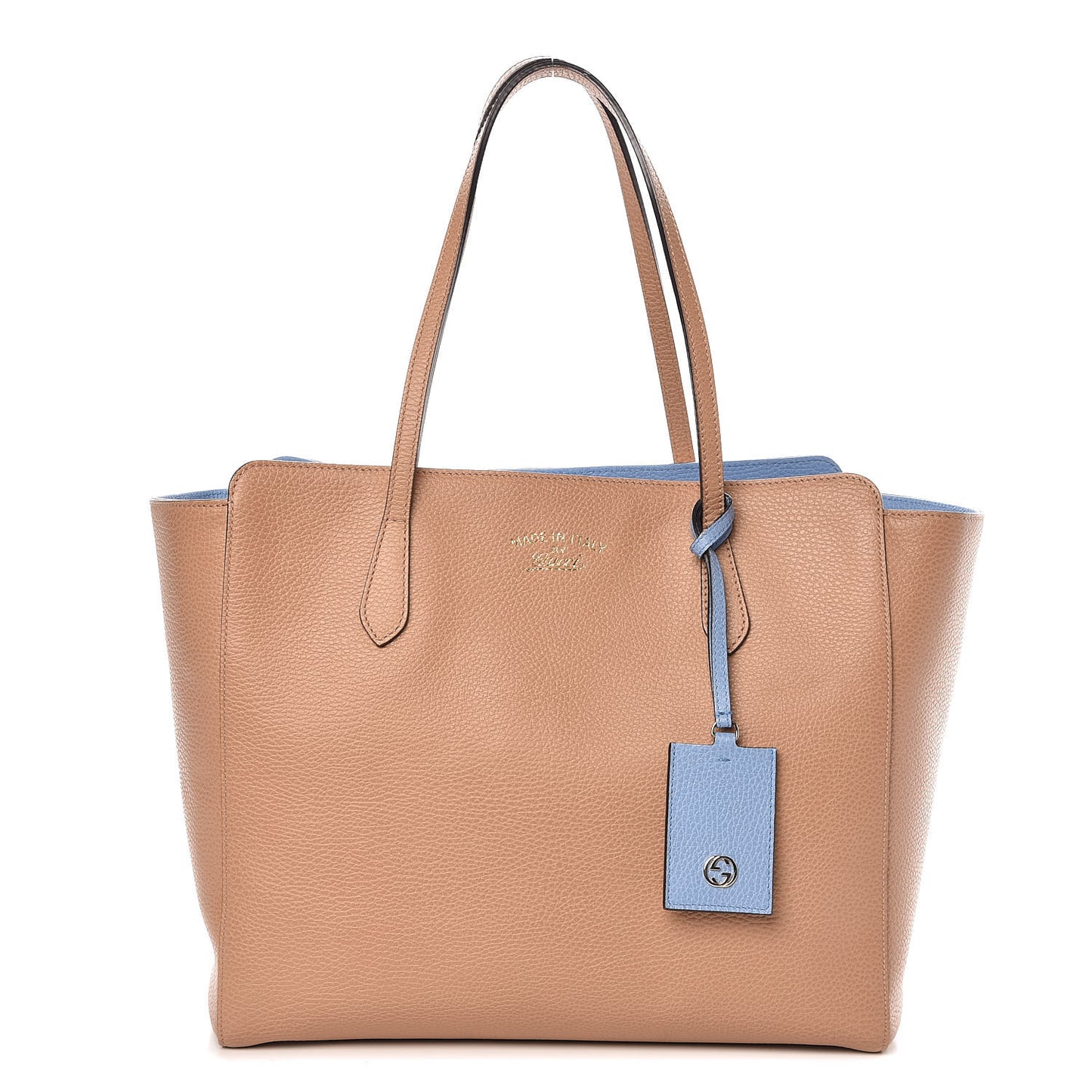 Dollar Calfskin Medium Swing Tote Camelia Mineral Blue