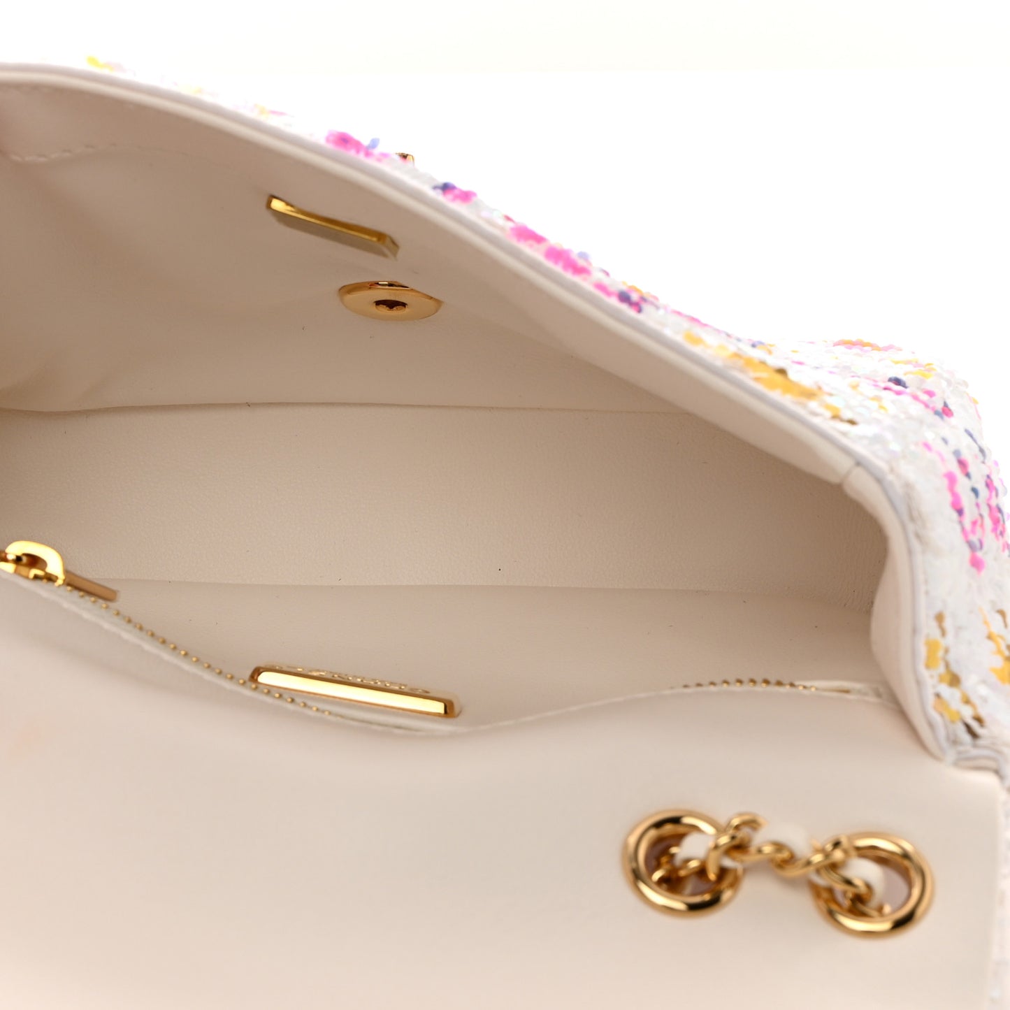 Sequin Logo CC Small Single Flap White Multicolor