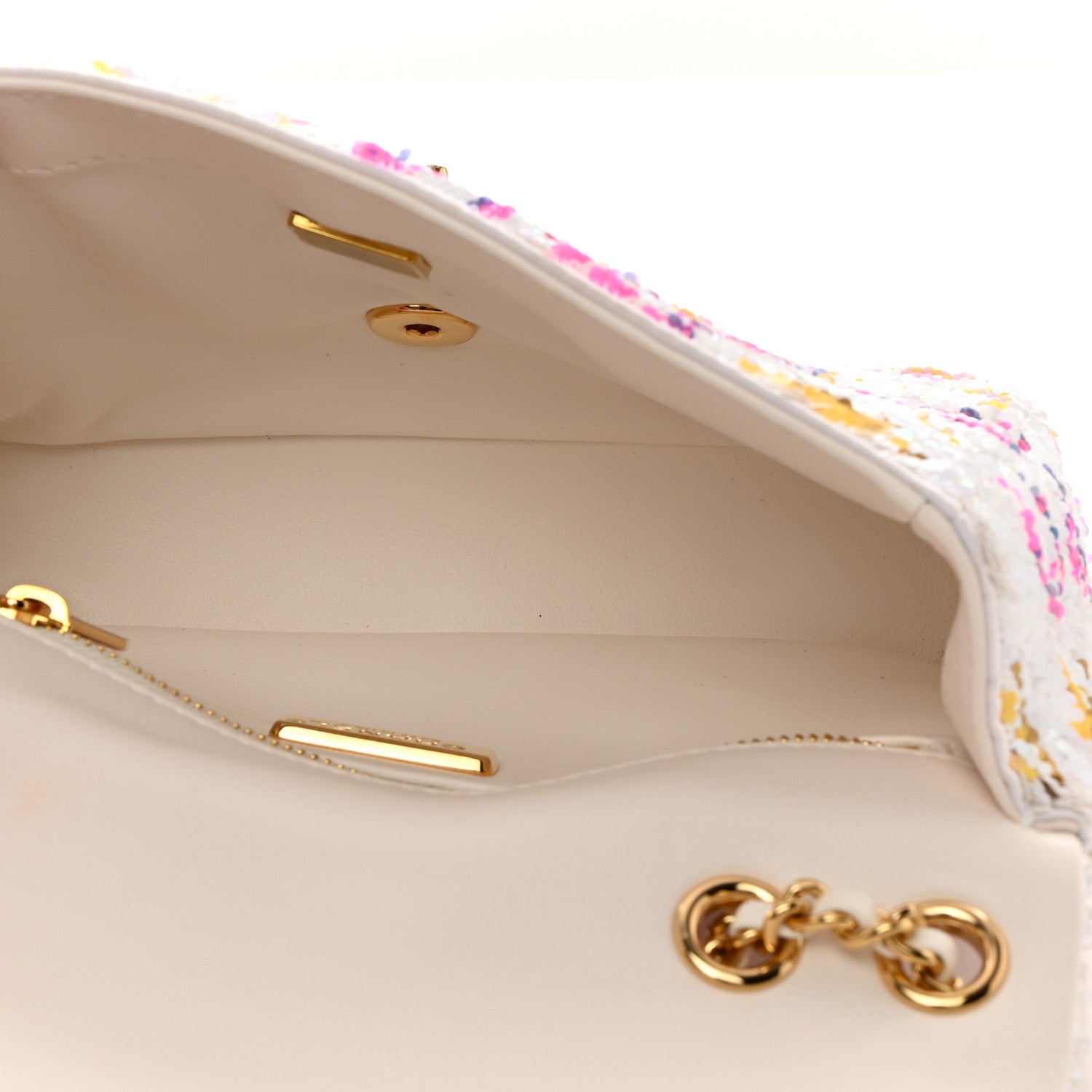 Chanel Sequin Logo CC Small Single Flap White Multicolor 5 of 10