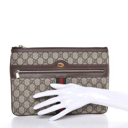Gucci GG Supreme Monogram Large Ophidia Pouch Clutch Brown 2 of 7