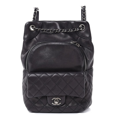 Chanel Lambskin Quilted Drawstring Backpack Black 1 of 16