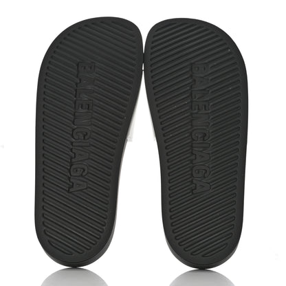 Balenciaga Rubber Mens Logo Pool Slide Sandals 42 White Black 5 of 9
