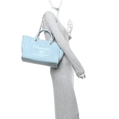 Chanel Mixed Fibers Small Deauville Tote Light Blue 2 of 16