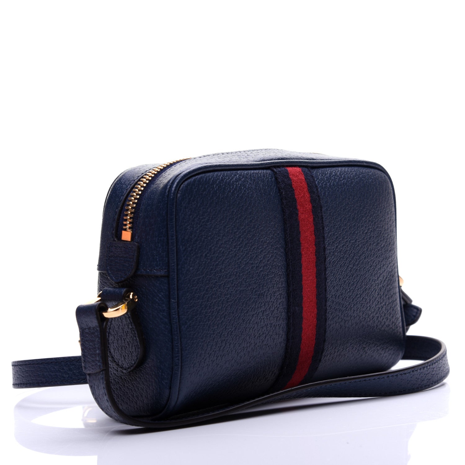 Gucci Textured Calfskin Web Mini Ophidia Shoulder Bag Blue Agata 3 of 12