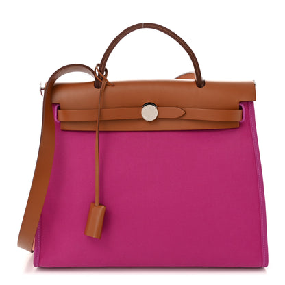 Hermes Vache Hunter Toile Herbag Zip 31 PM Magnolia Fauve 1 of 11