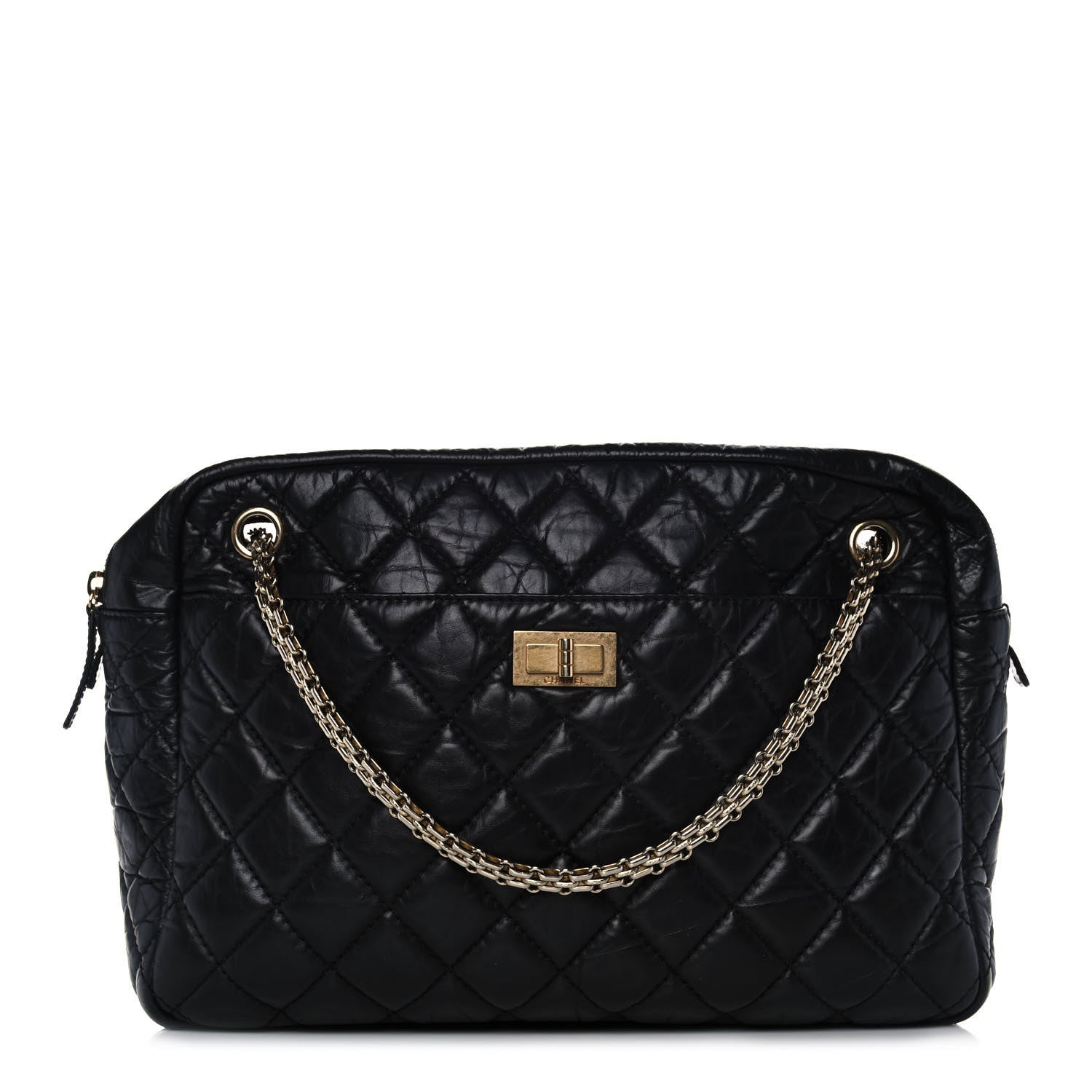 Chanel Aged Calfskin Quilted Large Reissue Camera Case Black 1 of 9