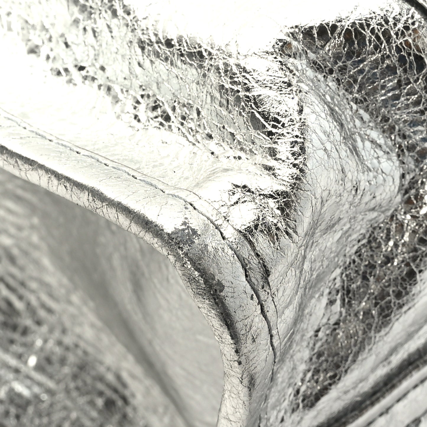 Metallic Calfskin S Bazar Shopper Tote Silver Hardware