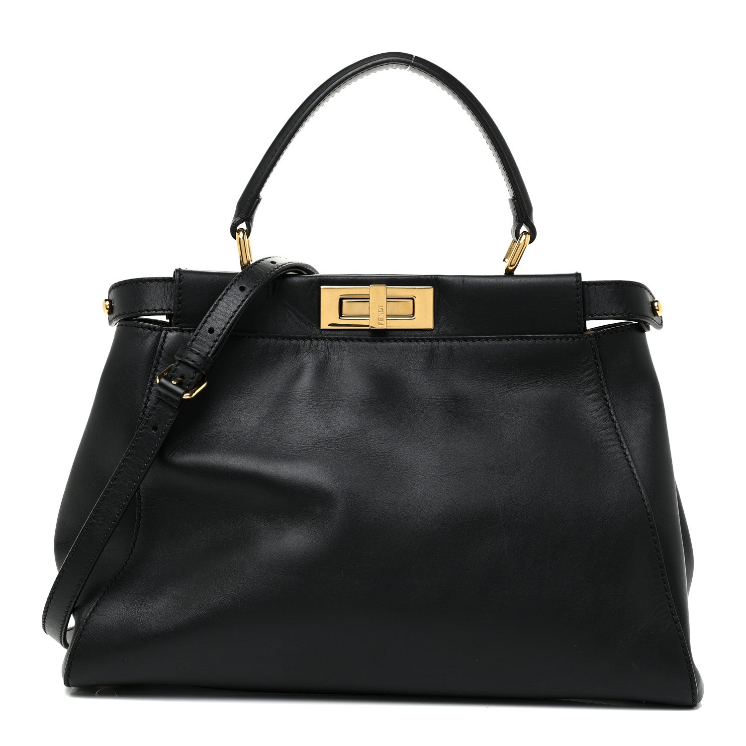 Fendi Vitello Morgan Fabric Jacquard Pequin Medium Peekaboo Iconic Satchel Black Tobacco 1 of 27