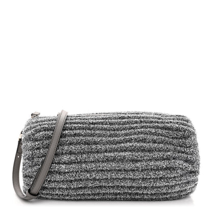 Loewe Metallic Lurex Pleated Bracelet Pouch Shoulder Bag Silver 1 of 9