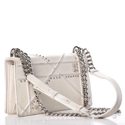 Christian Dior Lambskin Crystal Studded Small Diorama Flap Bag Off White 3 of 21