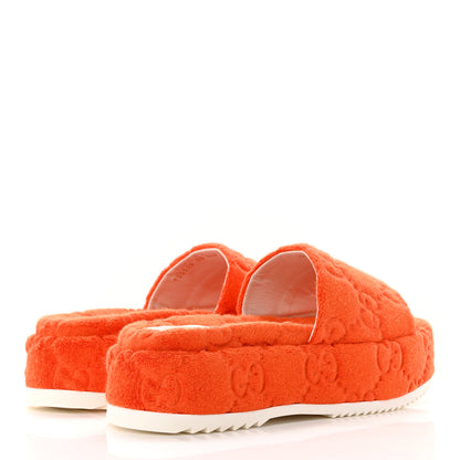 Gucci Terry Cloth GG Monogram Angelina Platform 55mm Slide Sandals 38 Deep Orange 4 of 9
