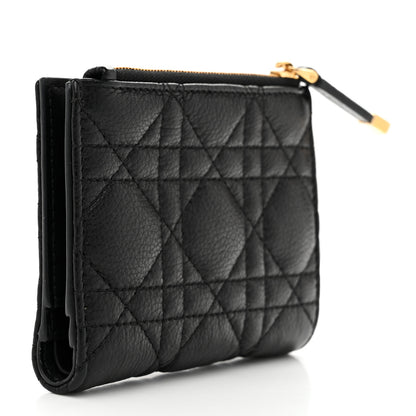 Christian Dior Grained Calfskin Supple Cannage Caro Dahlia Wallet Black 3 of 9