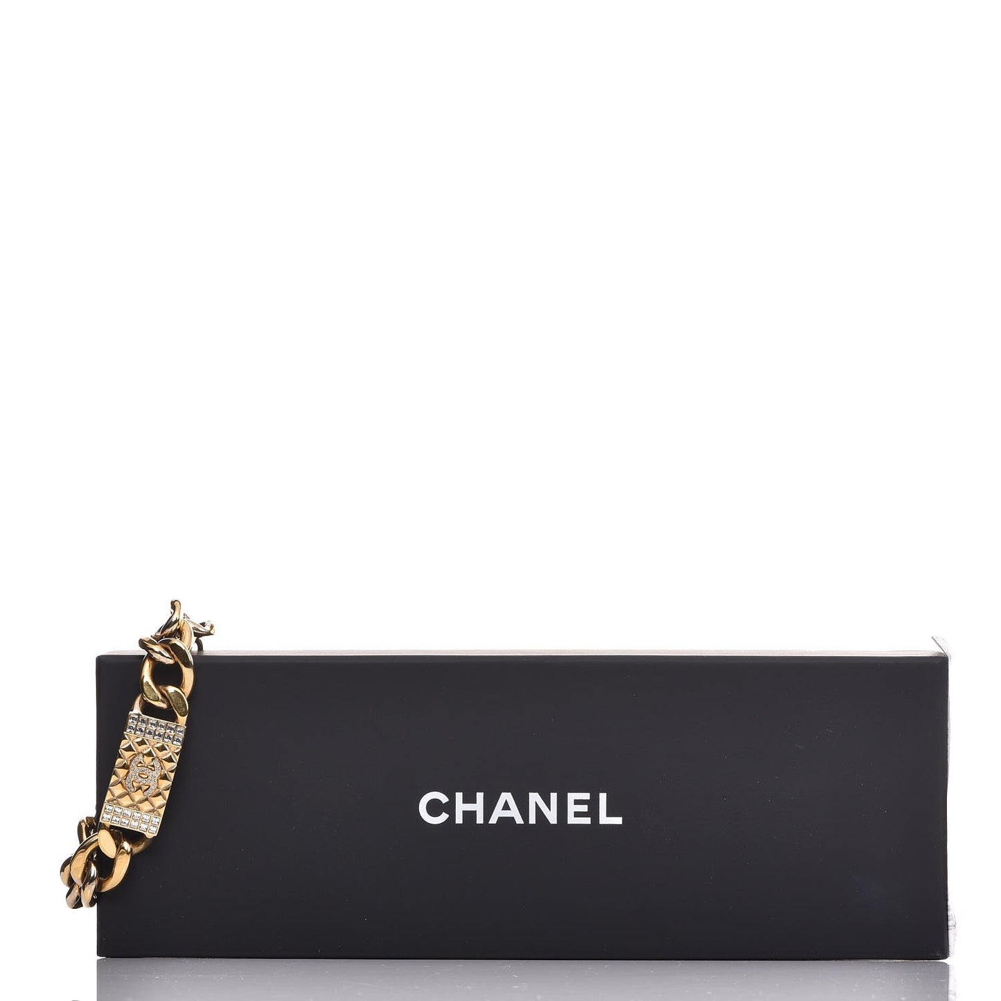 Crystal CC Chain ID Bracelet Gold