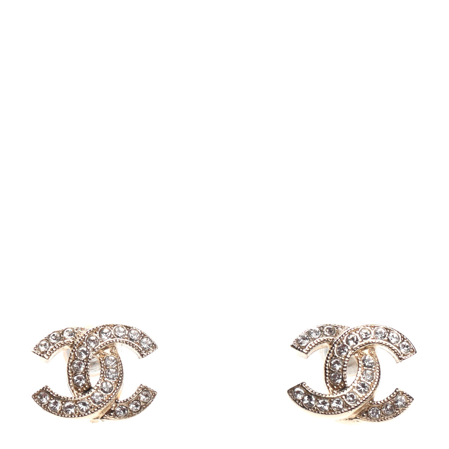 Chanel Crystal CC Earrings Gold 1 of 4